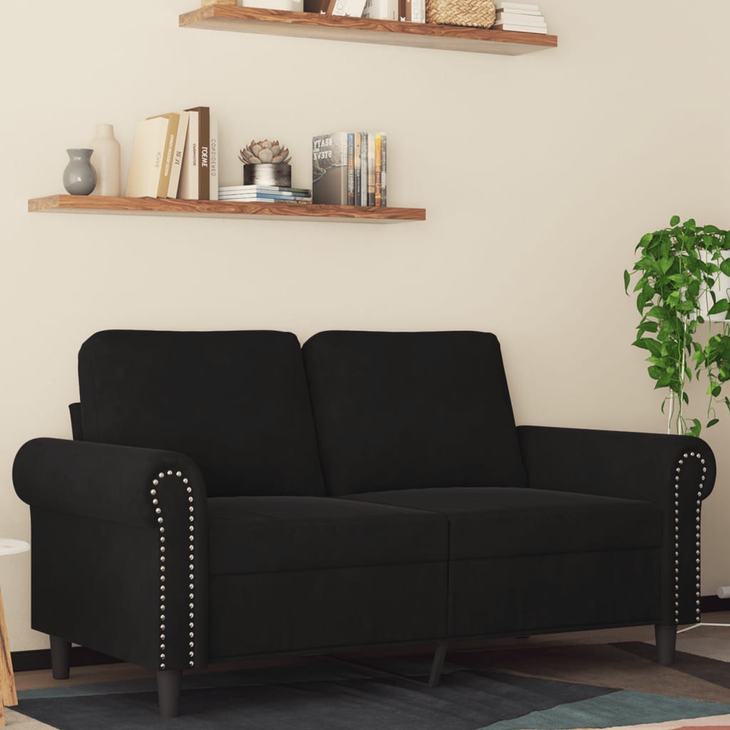 Canapé à 2 places Noir 120 cm Velours - XIOS