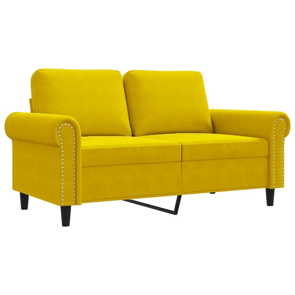 Canapé à 2 places Jaune 120 cm Velours - XIOS