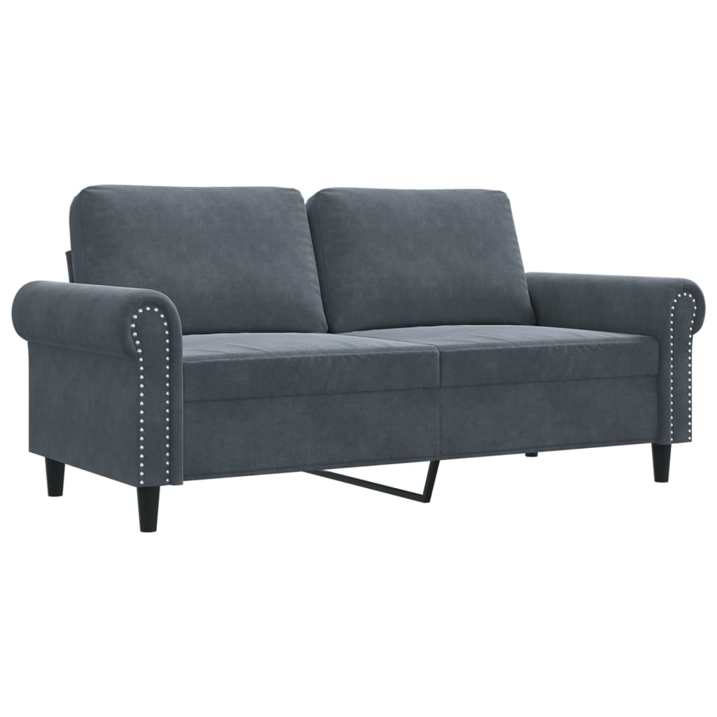 Canapé à 2 places Gris foncé 140 cm Velours - XIOS