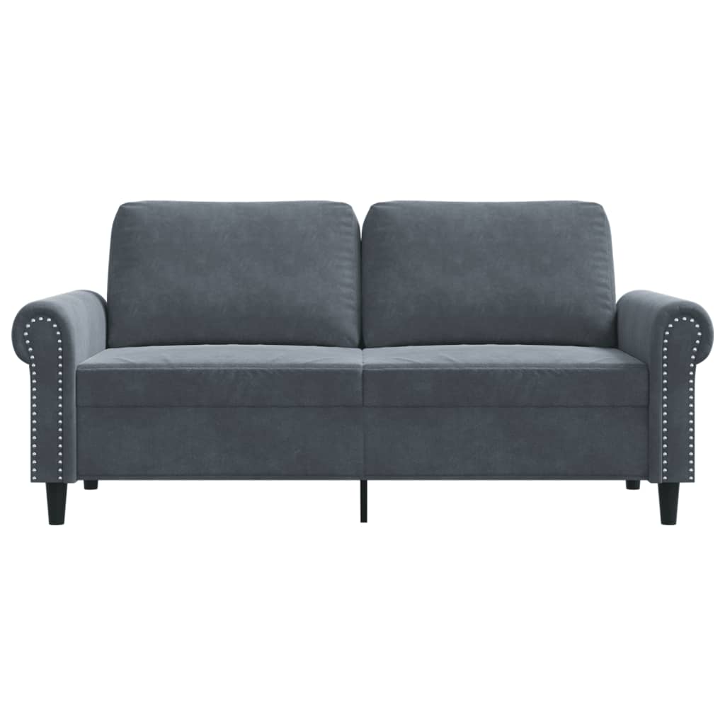 Canapé à 2 places Gris foncé 140 cm Velours - XIOS