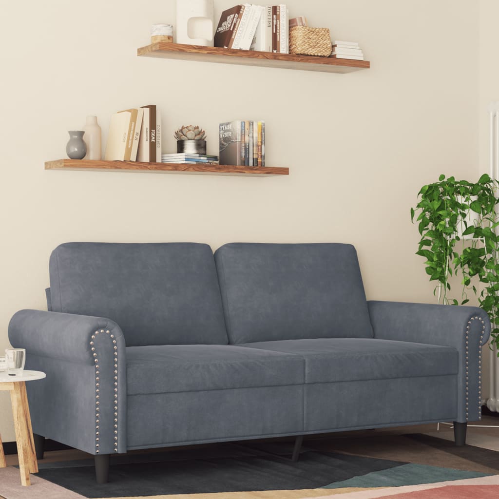 Canapé à 2 places Gris foncé 140 cm Velours - XIOS
