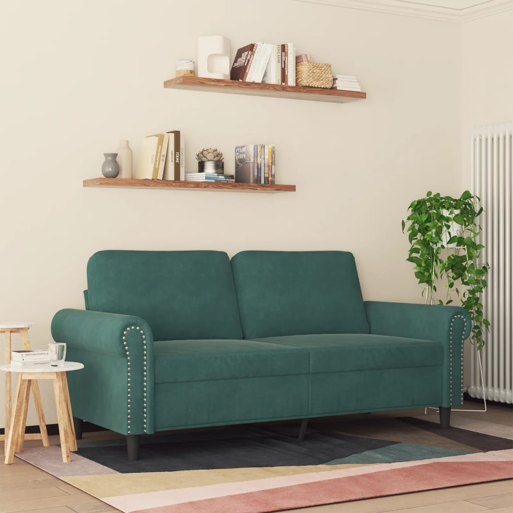 Canapé à 2 places Vert foncé 140 cm Velours - XIOS