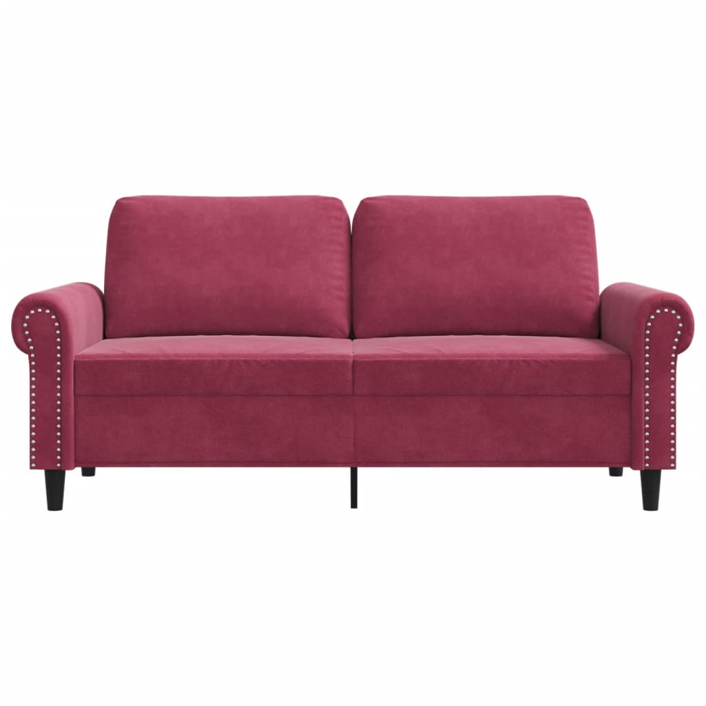 Canapé à 2 places Rouge bordeaux 140 cm Velours - XIOS