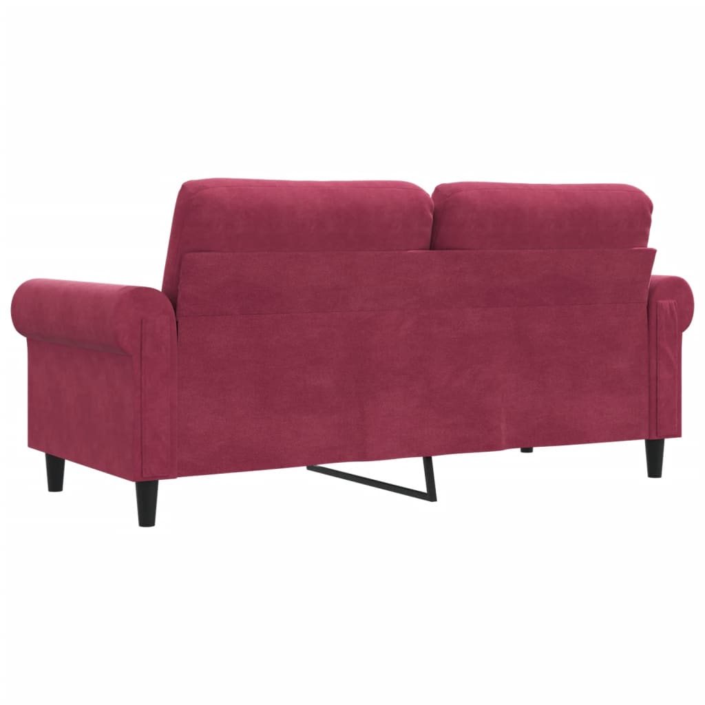 Canapé à 2 places Rouge bordeaux 140 cm Velours - XIOS