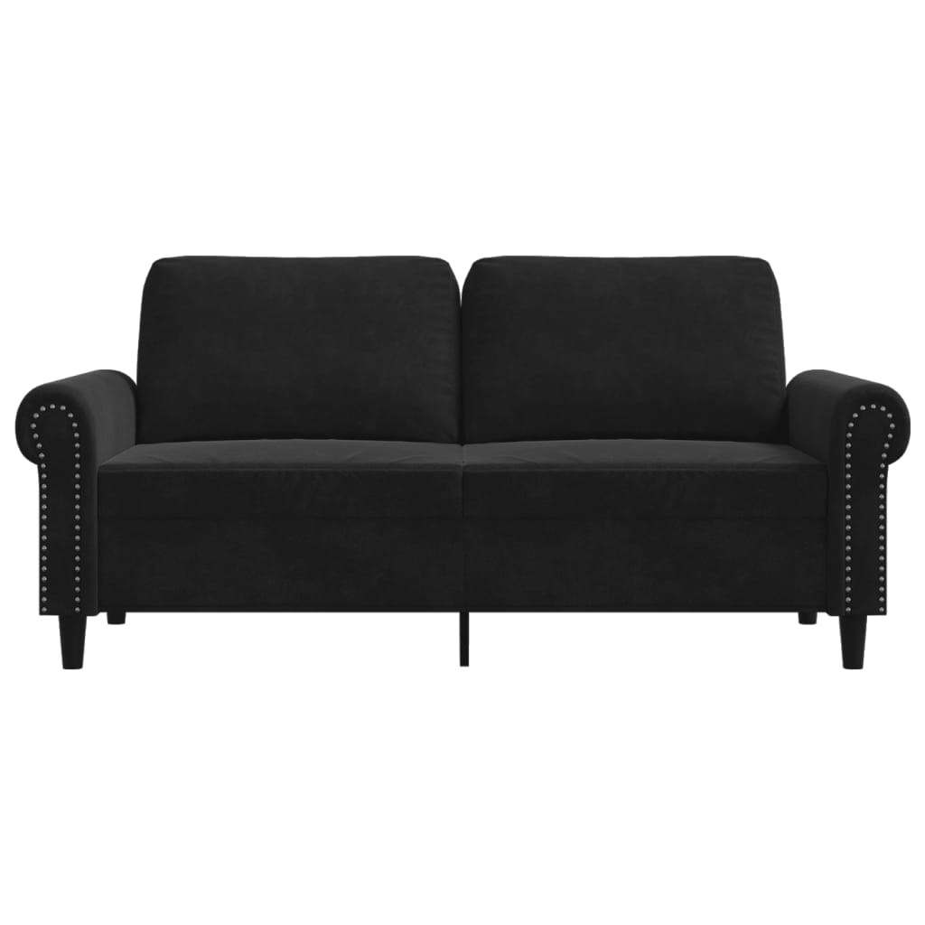 Canapé à 2 places Noir 140 cm Velours - XIOS