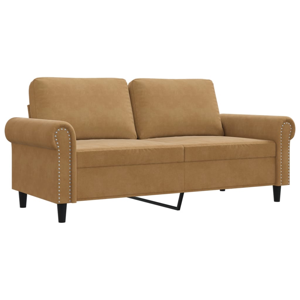 Canapé à 2 places Marron 140 cm Velours - XIOS