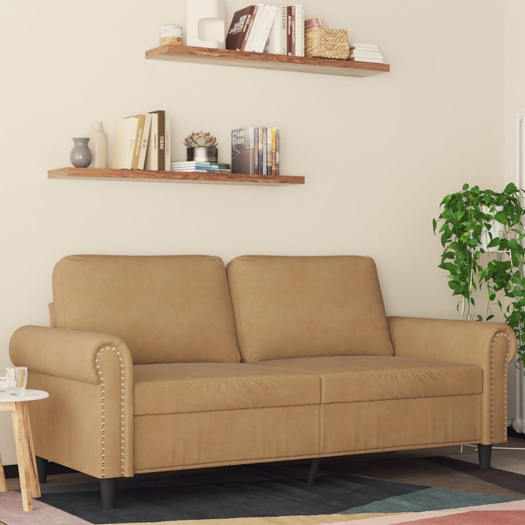 Canapé à 2 places Marron 140 cm Velours - XIOS