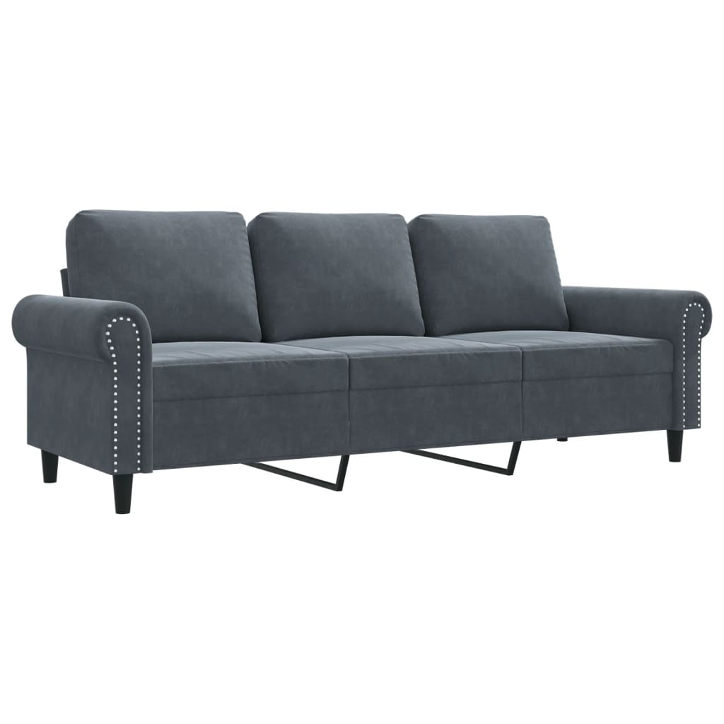 Canapé à 3 places Gris foncé 180 cm Velours - XIOS