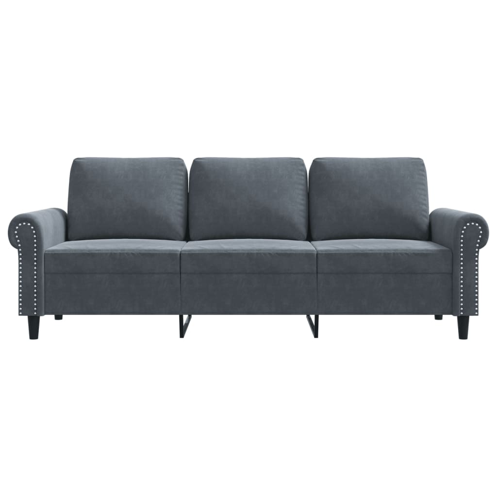 Canapé à 3 places Gris foncé 180 cm Velours - XIOS