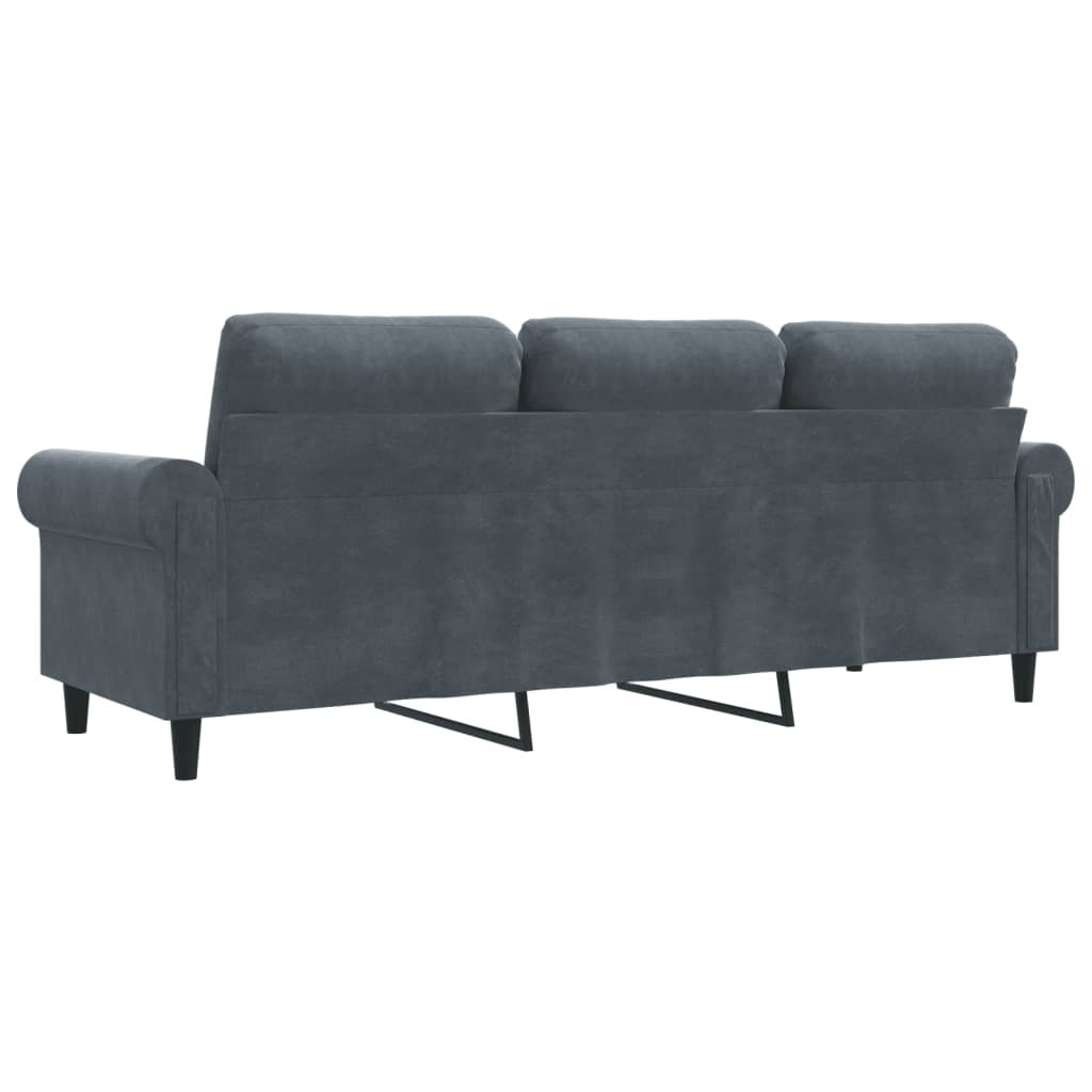 Canapé à 3 places Gris foncé 180 cm Velours - XIOS