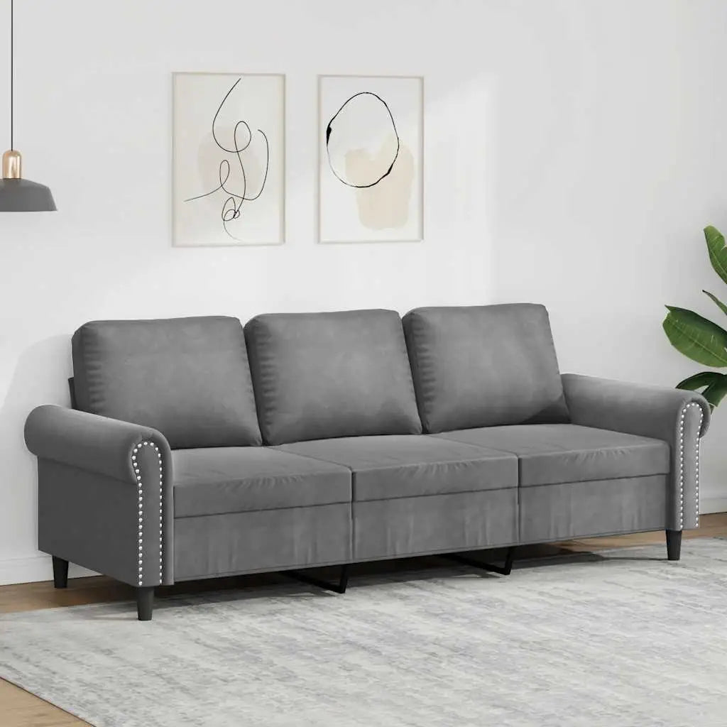 Canapé à 3 places Gris foncé 180 cm Velours - XIOS