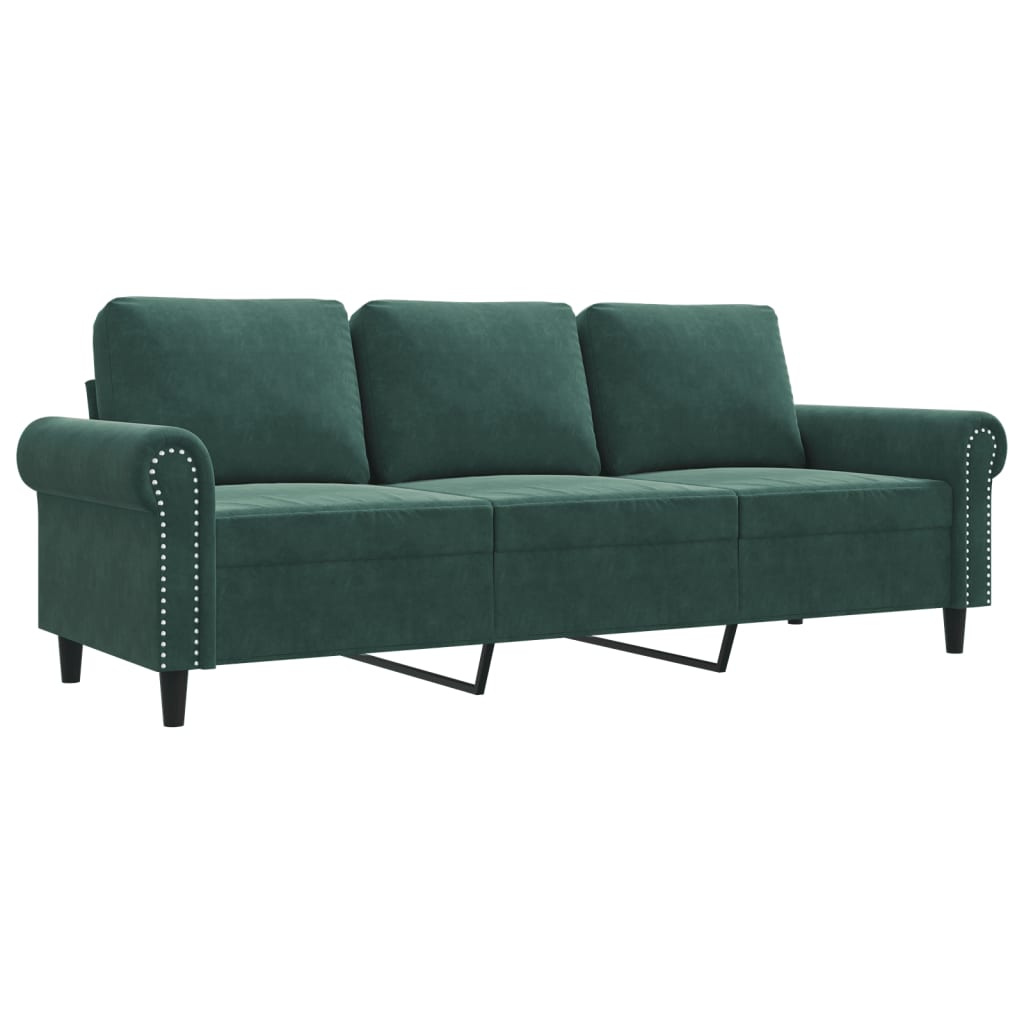 Canapé à 3 places Vert foncé 180 cm Velours - XIOS