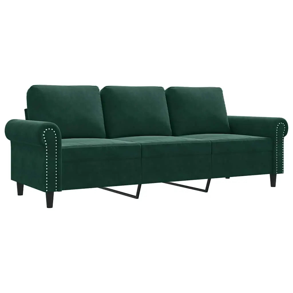 Canapé à 3 places Vert foncé 180 cm Velours - XIOS