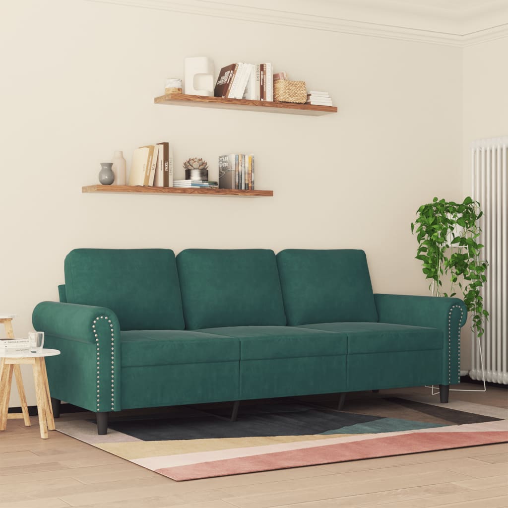 Canapé à 3 places Vert foncé 180 cm Velours - XIOS