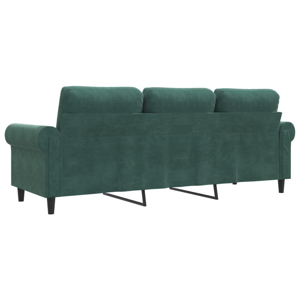 Canapé à 3 places Vert foncé 180 cm Velours - XIOS