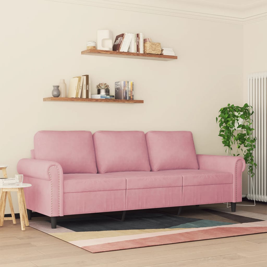 Canapé à 3 places Rose 180 cm Velours - XIOS