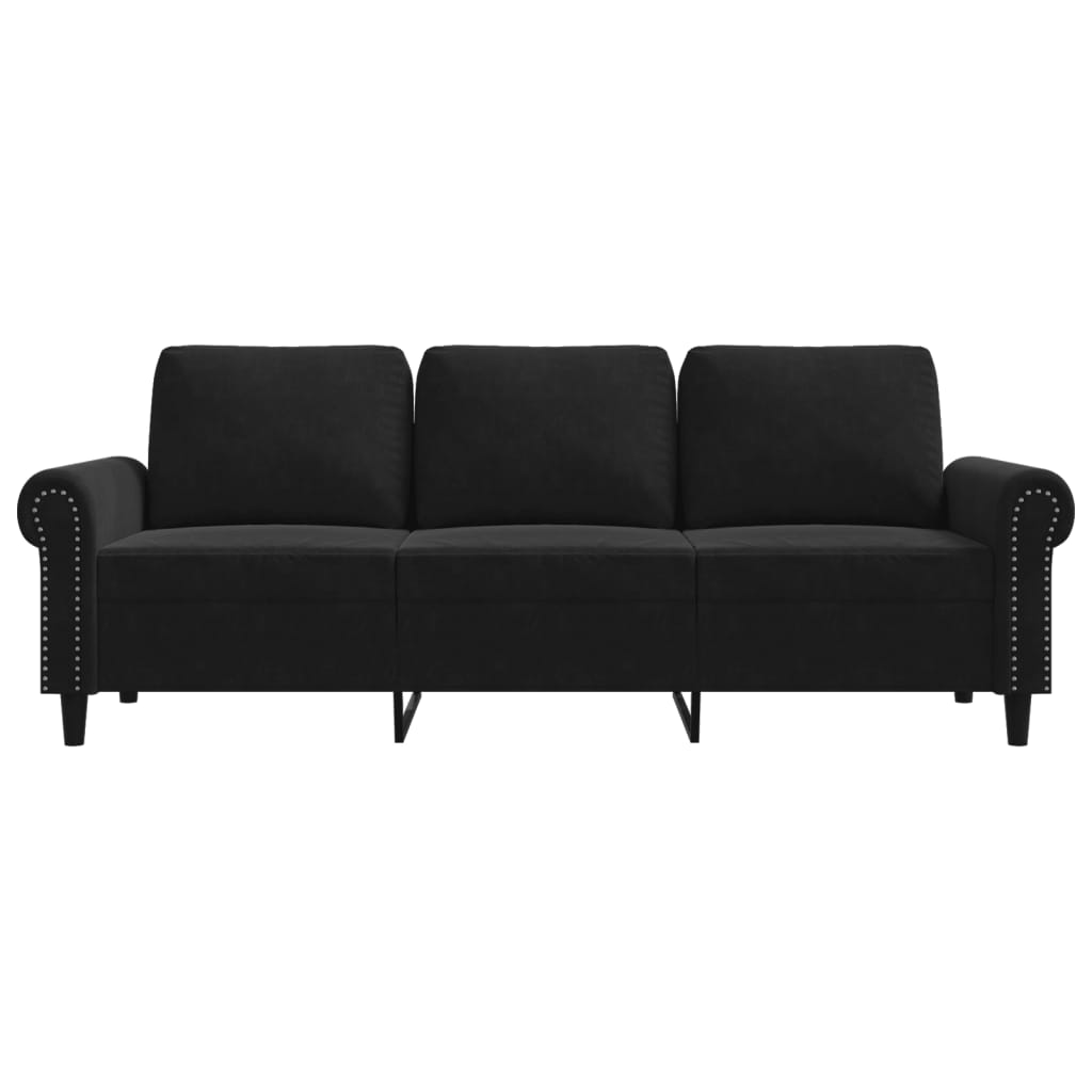 Canapé à 3 places Noir 180 cm Velours - XIOS