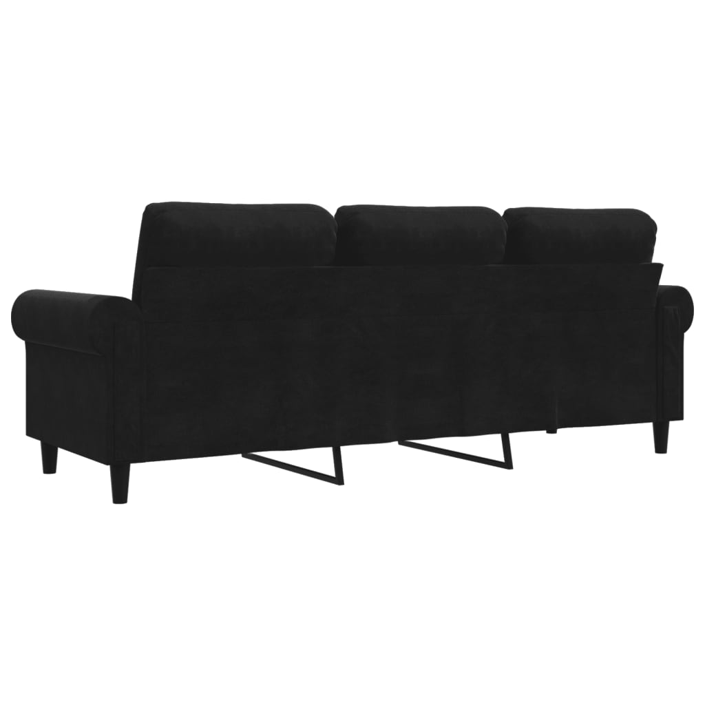 Canapé à 3 places Noir 180 cm Velours - XIOS