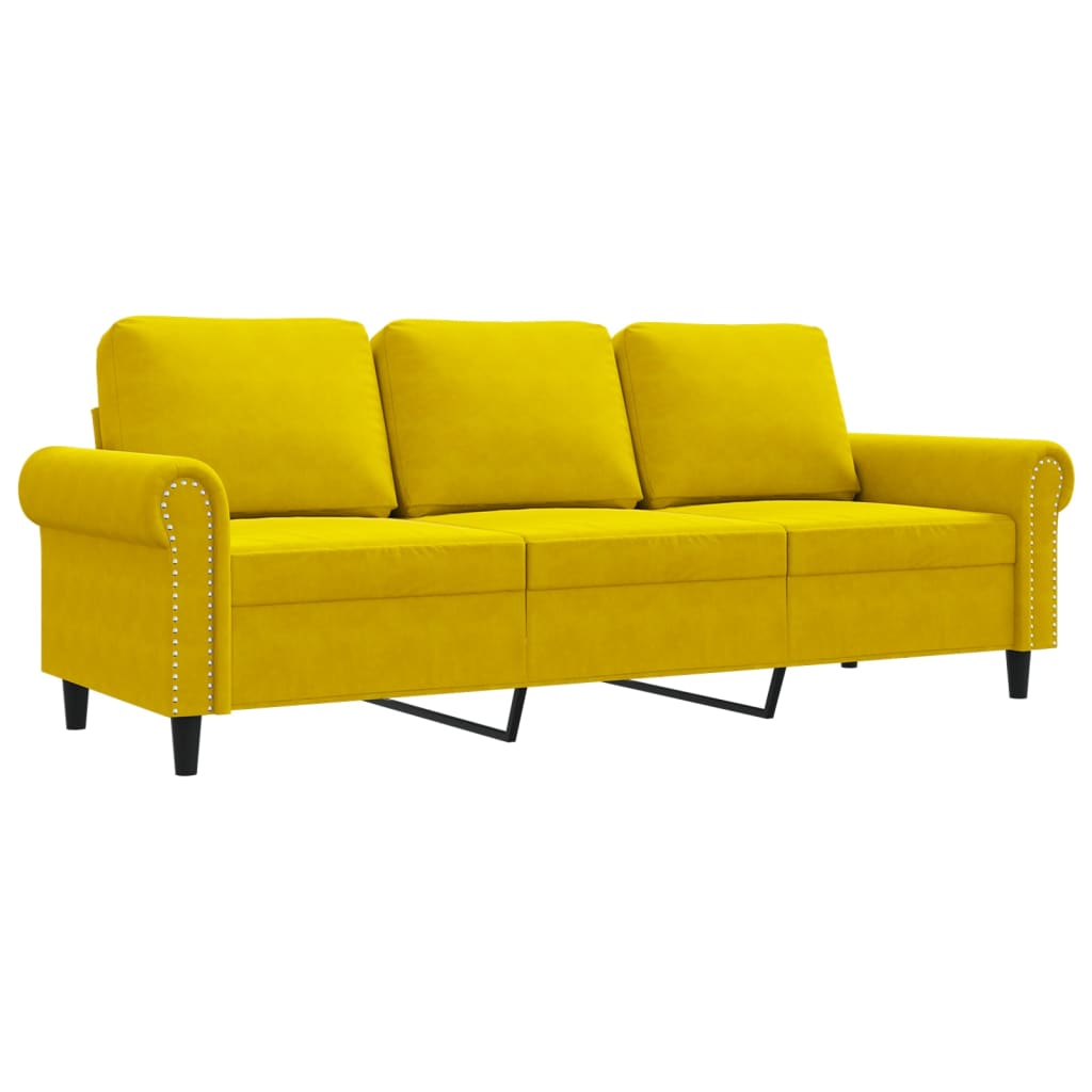 Canapé à 3 places Jaune 180 cm Velours - XIOS