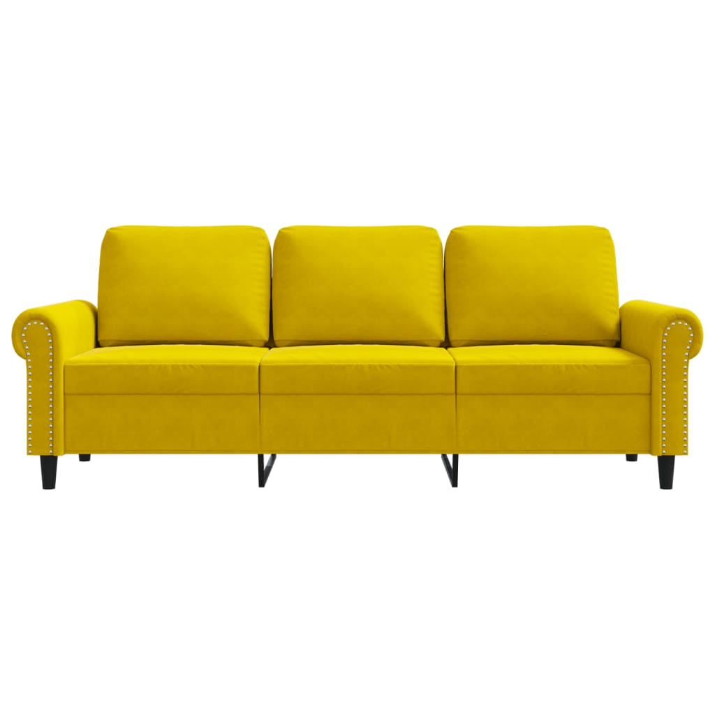 Canapé à 3 places Jaune 180 cm Velours - XIOS