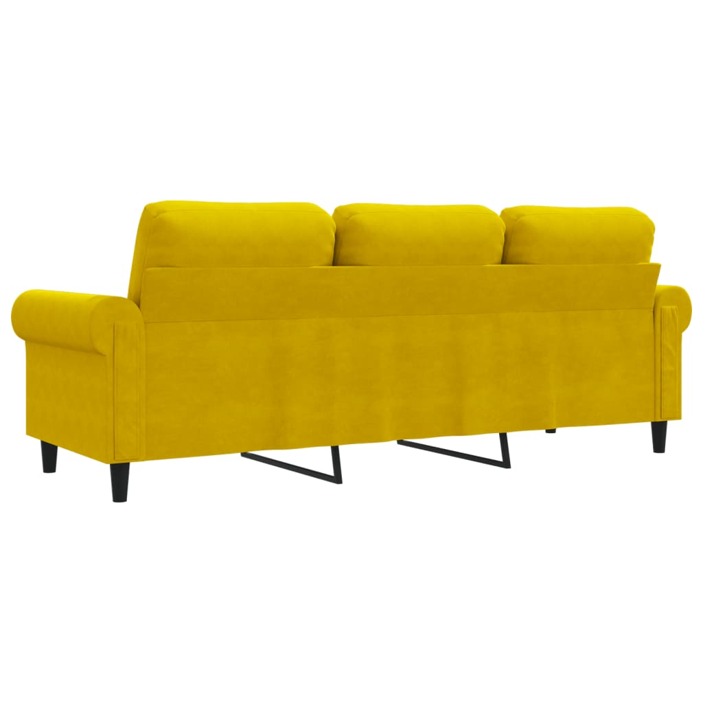 Canapé à 3 places Jaune 180 cm Velours - XIOS