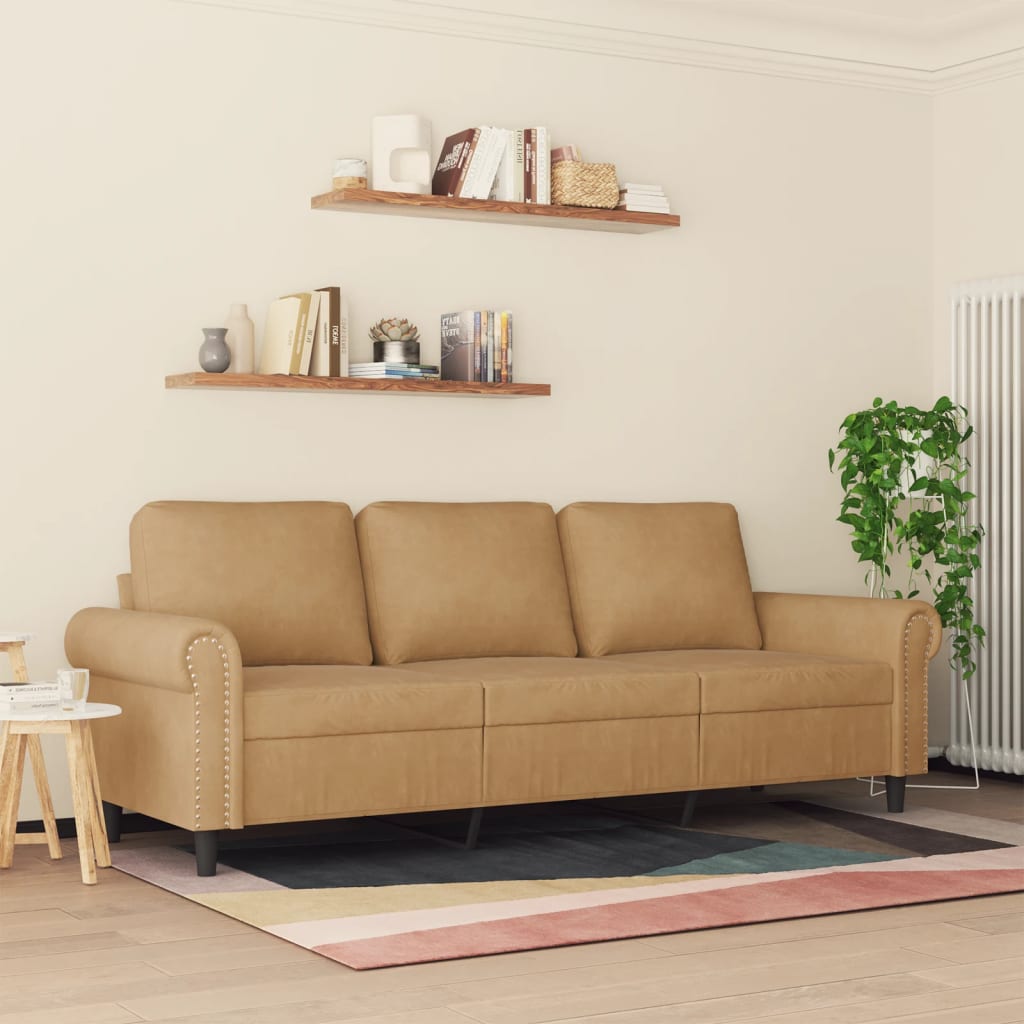 Canapé à 3 places Marron 180 cm Velours - XIOS