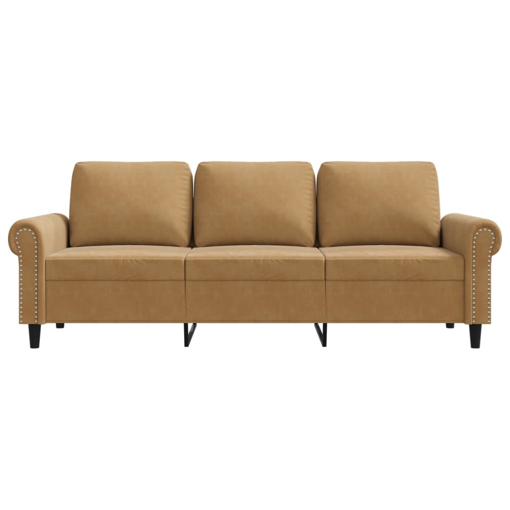 Canapé à 3 places Marron 180 cm Velours - XIOS
