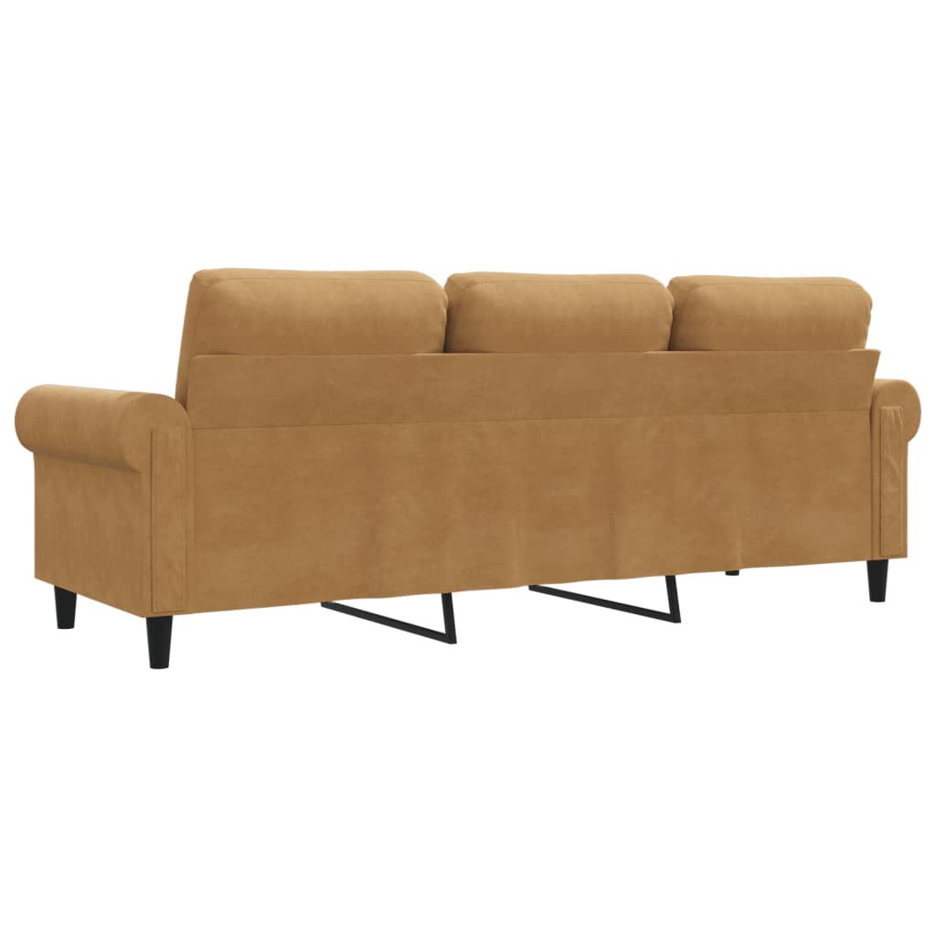 Canapé à 3 places Marron 180 cm Velours - XIOS
