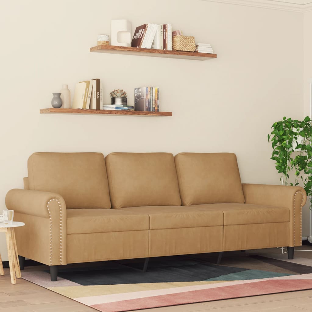 Canapé à 3 places Marron 180 cm Velours - XIOS