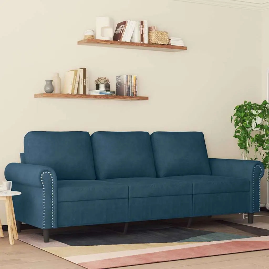 Canapé à 3 places Bleu 180 cm Velours - XIOS