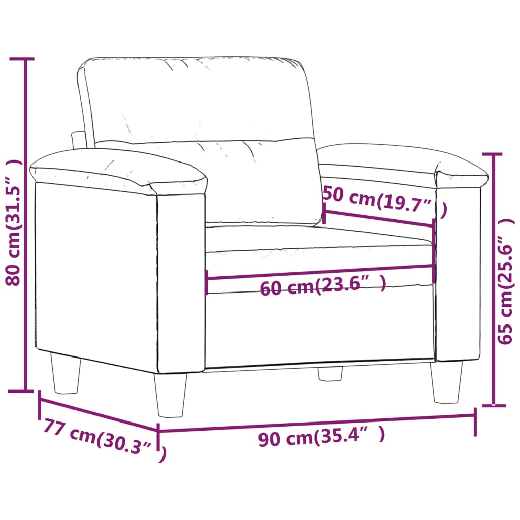 Chaise de canapé Taupe 60 cm Tissu microfibre - XIOS