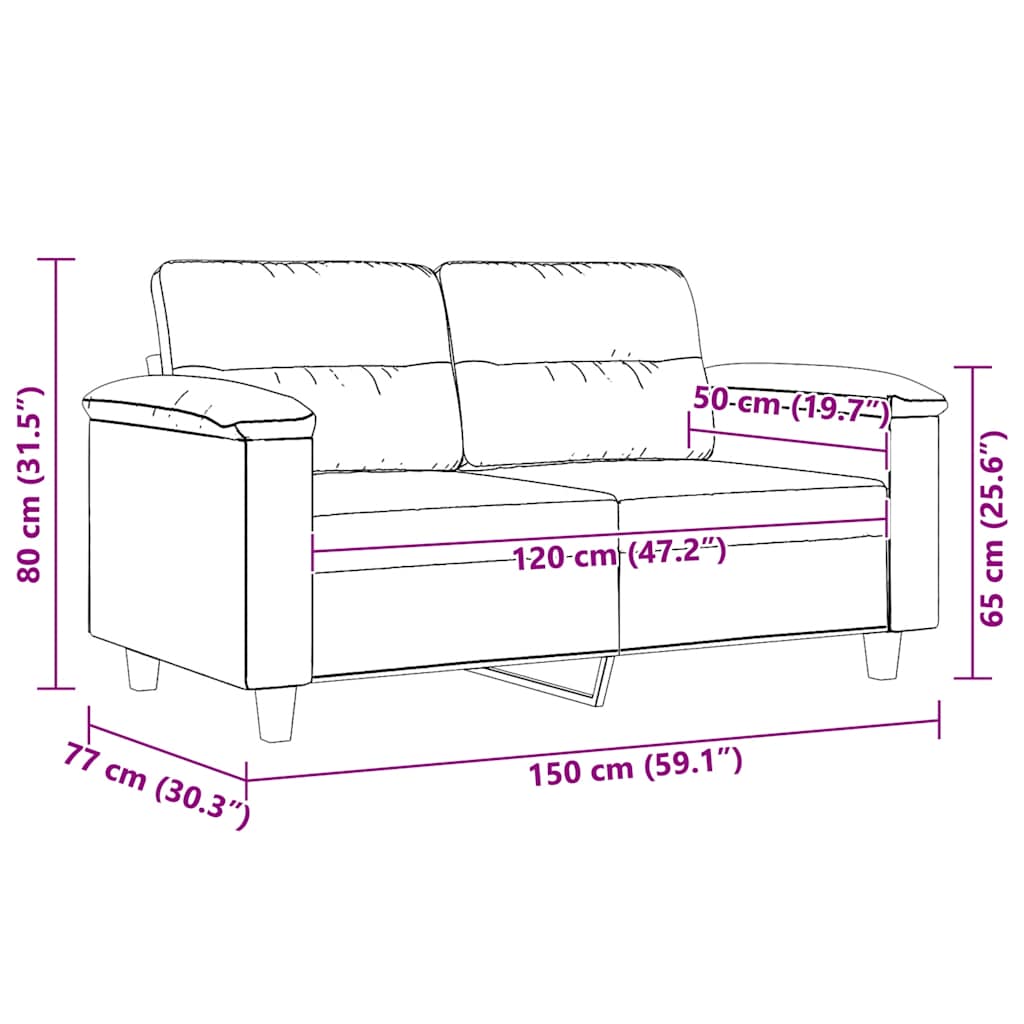 Canapé à 2 places Taupe 120 cm Tissu microfibre - XIOS