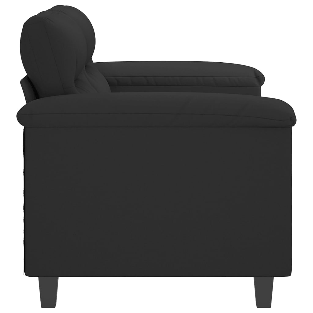 Canapé à 2 places Noir 120 cm Tissu microfibre - XIOS