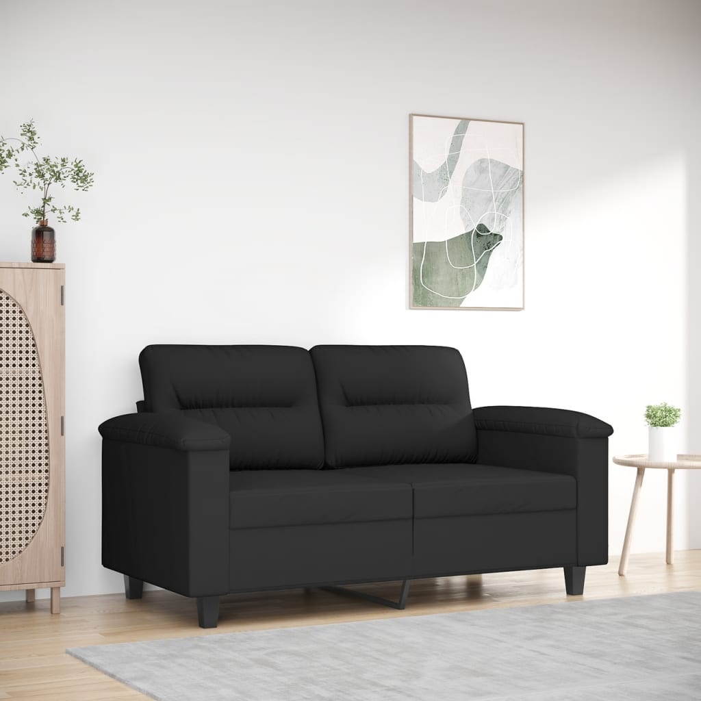 Canapé à 2 places Noir 120 cm Tissu microfibre - XIOS