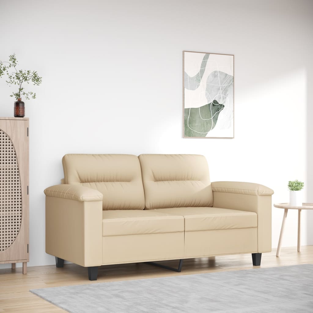 Canapé à 2 places Crème 120 cm Tissu microfibre - XIOS