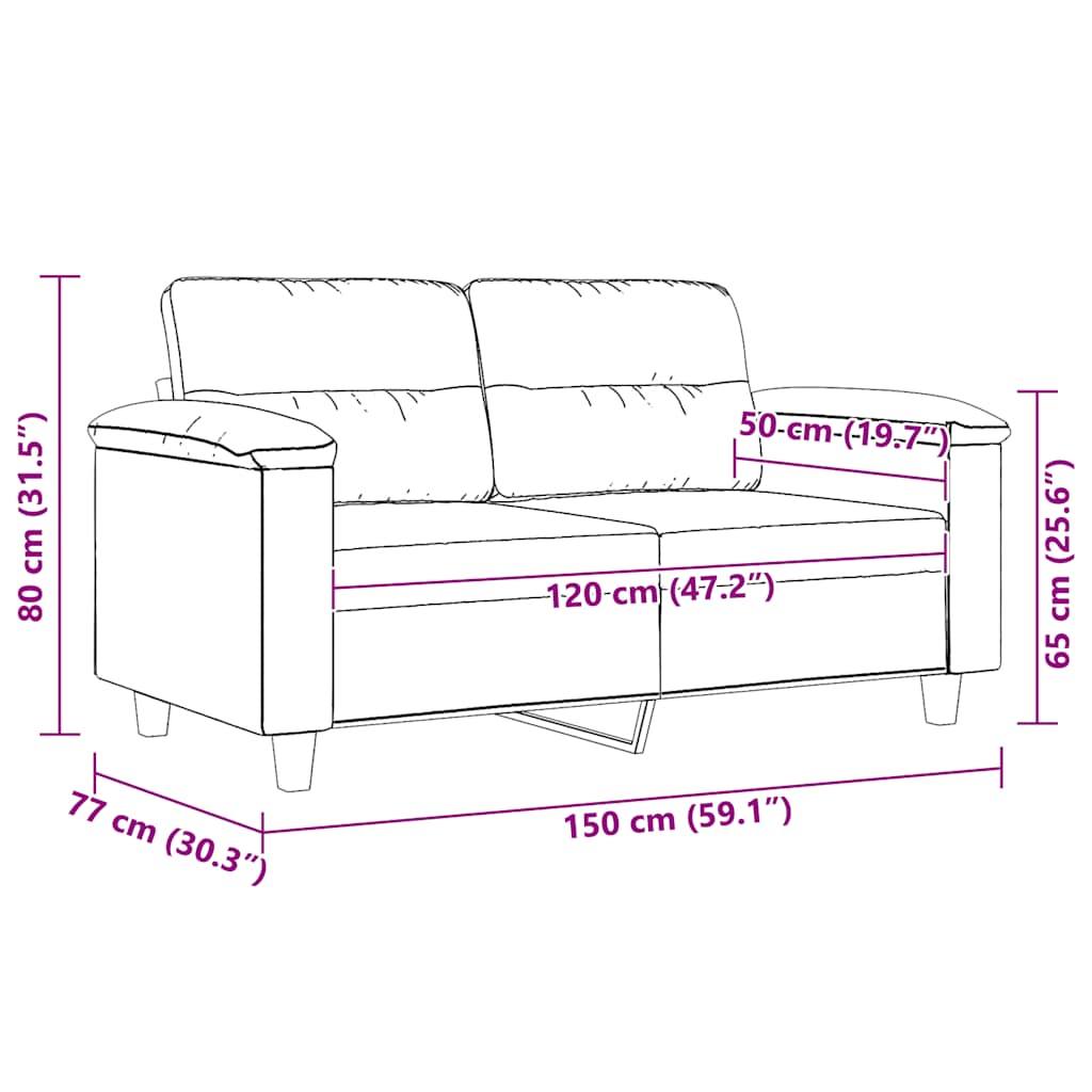 Canapé à 2 places Beige 120 cm Tissu microfibre - XIOS