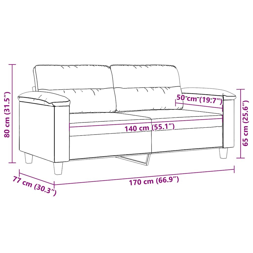 Canapé à 2 places Gris clair 140 cm Tissu microfibre - XIOS