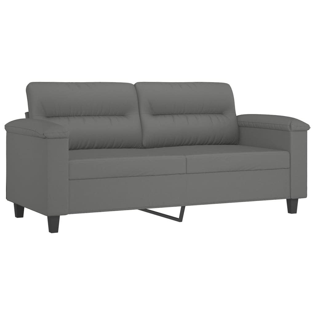Canapé à 2 places Gris foncé 140 cm Tissu microfibre Canapés vidaXL