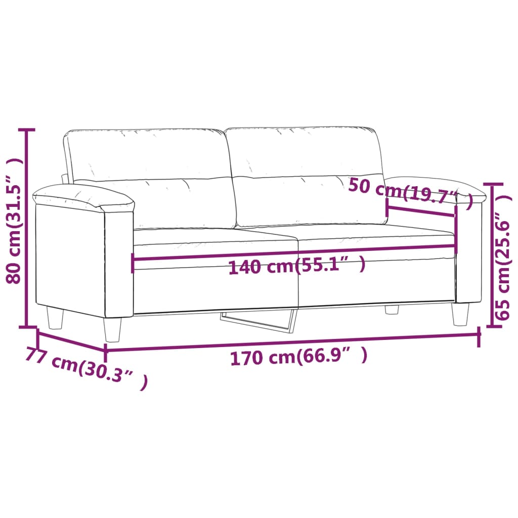Canapé à 2 places Gris foncé 140 cm Tissu microfibre Canapés vidaXL