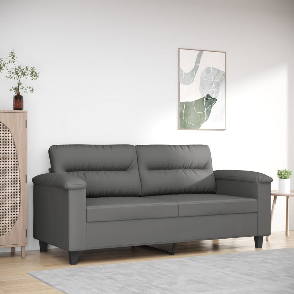 Canapé à 2 places Gris foncé 140 cm Tissu microfibre Canapés vidaXL