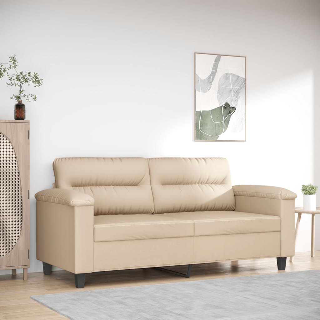 Canapé à 2 places Crème 140 cm Tissu microfibre Canapés vidaXL