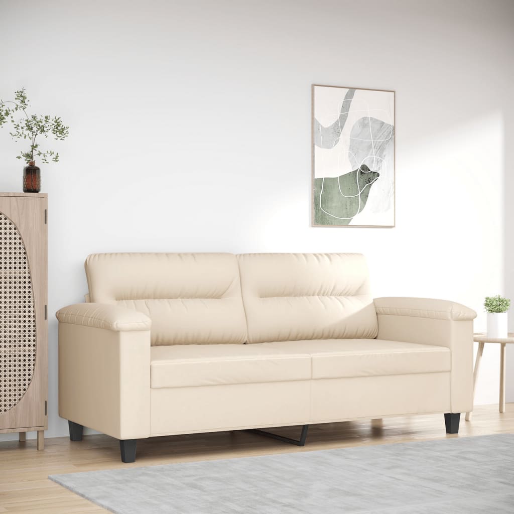 Canapé à 2 places Beige 140 cm Tissu microfibre - XIOS