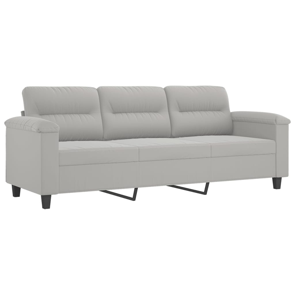 Canapé à 3 places Gris clair 180 cm Tissu microfibre - XIOS