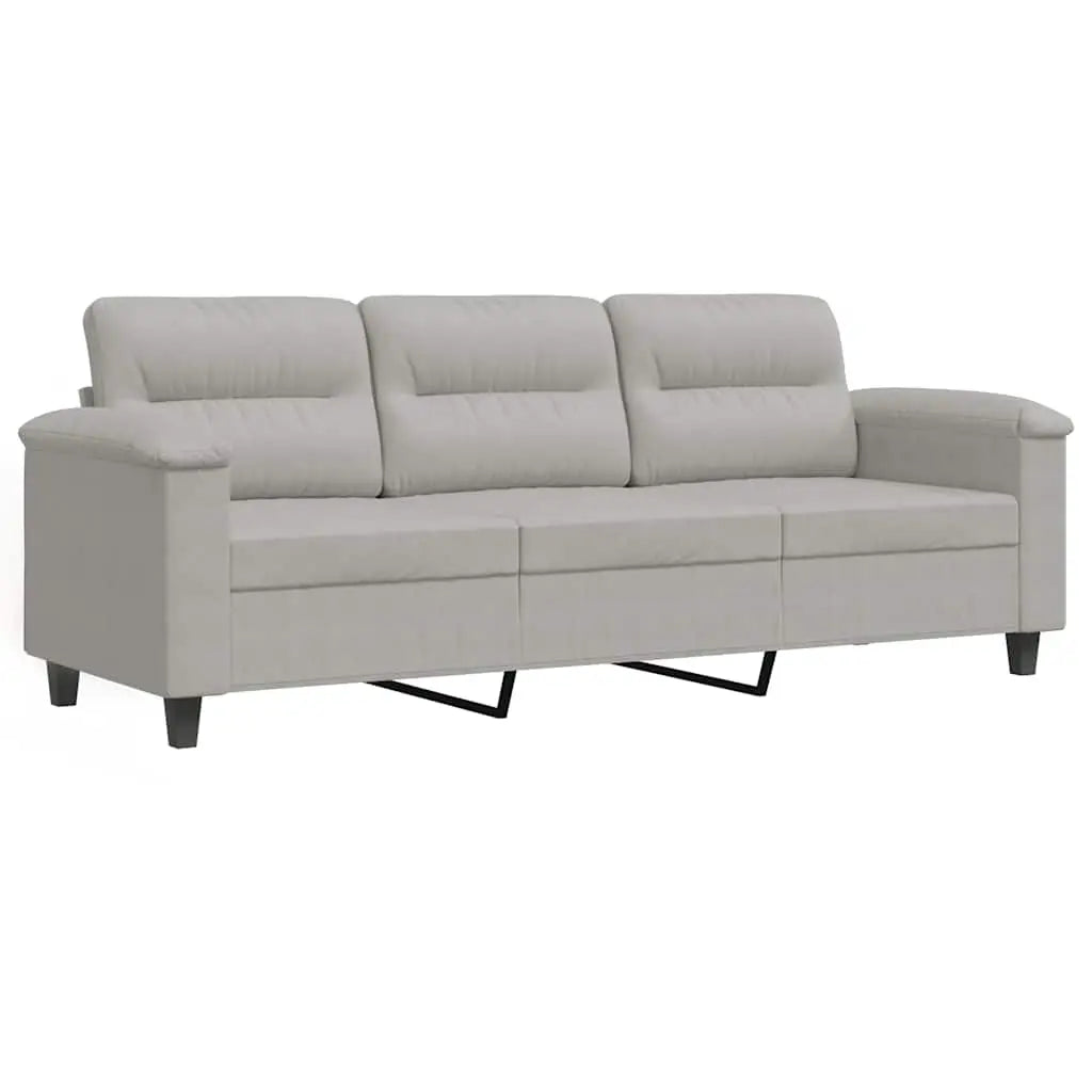 Canapé à 3 places Gris clair 180 cm Tissu microfibre - XIOS