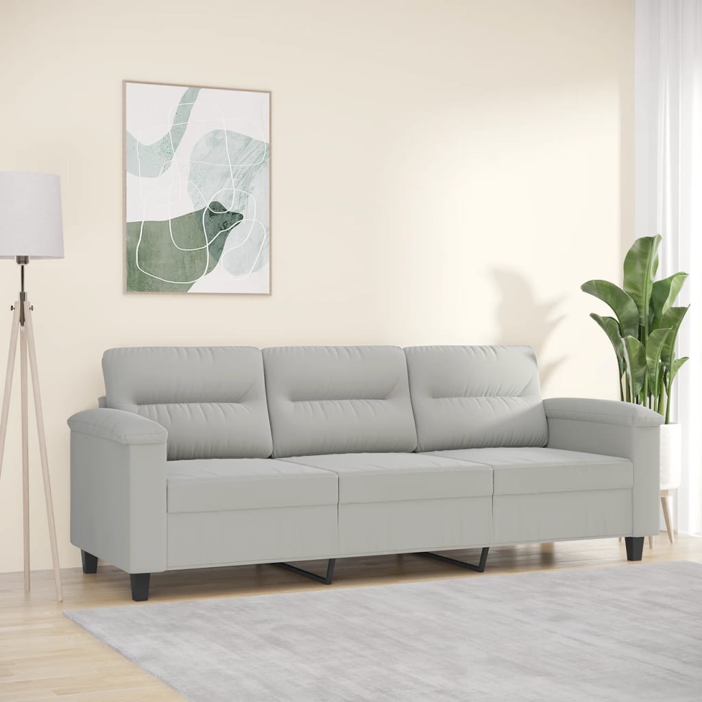 Canapé à 3 places Gris clair 180 cm Tissu microfibre - XIOS