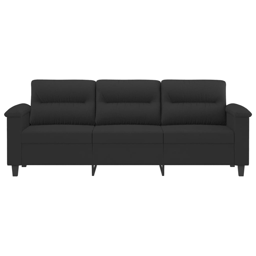 Canapé à 3 places Noir 180 cm Tissu microfibre - XIOS