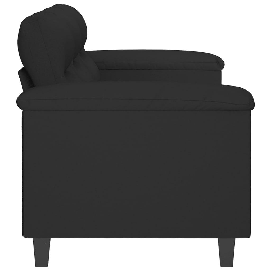 Canapé à 3 places Noir 180 cm Tissu microfibre - XIOS