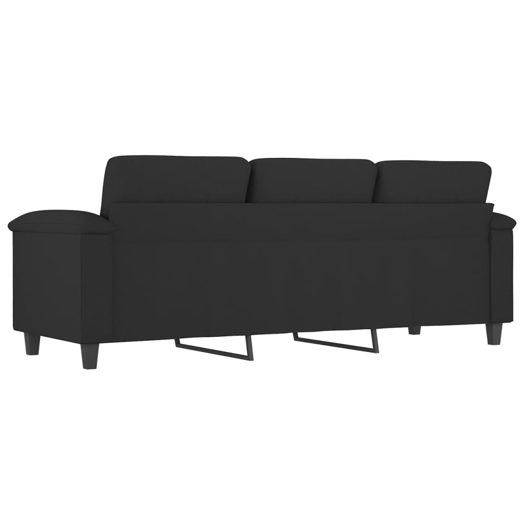 Canapé à 3 places Noir 180 cm Tissu microfibre - XIOS