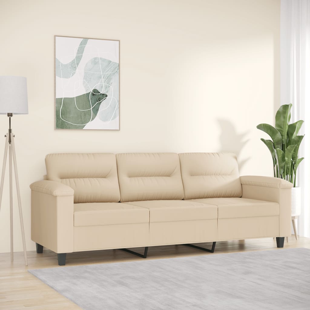 Canapé à 3 places Crème 180 cm Tissu microfibre - XIOS