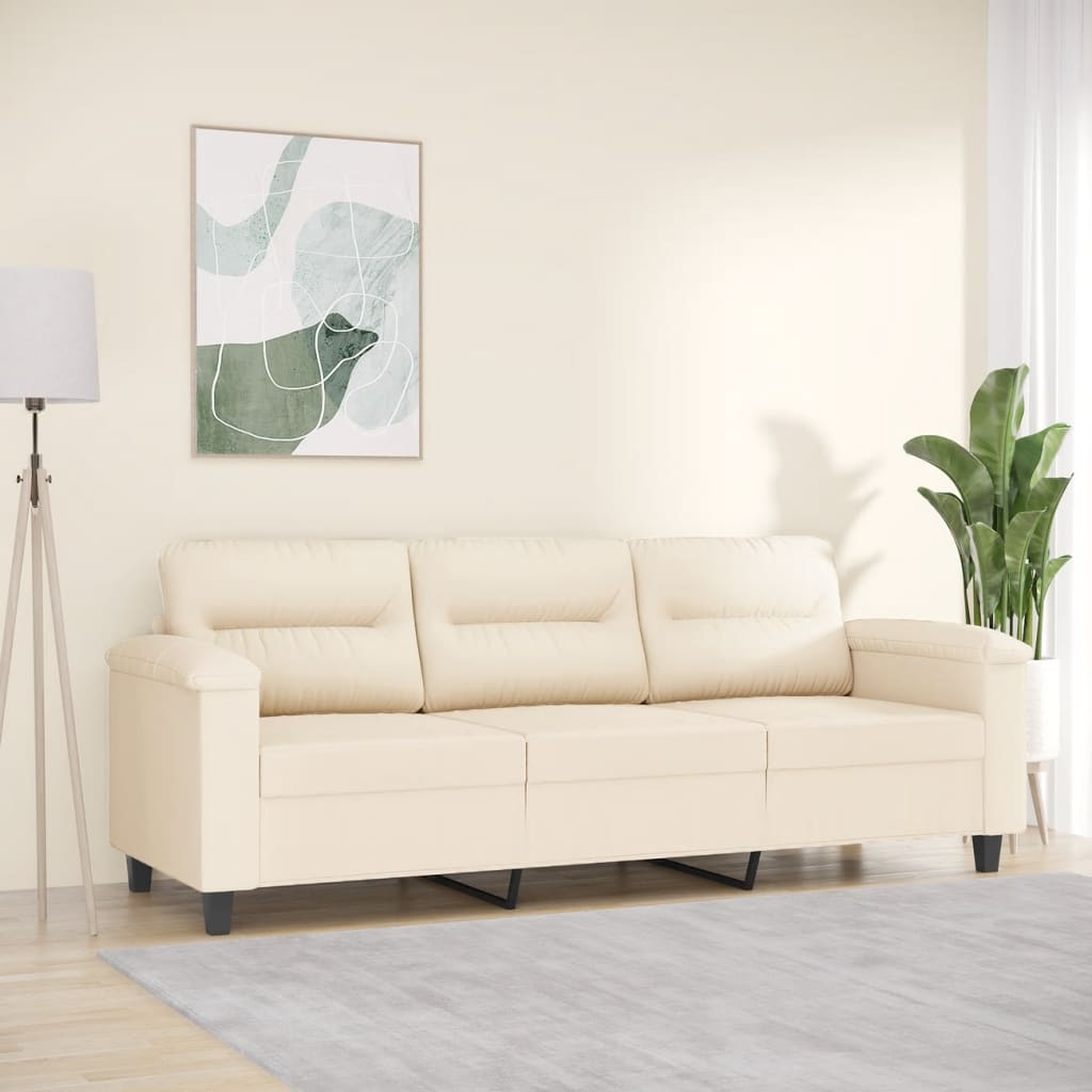 Canapé à 3 places Beige 180 cm Tissu microfibre - XIOS